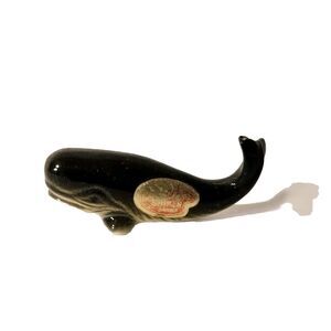 Vintage Shiken Japan Miniature‎ Whale Bone China 2" Sperm Label Sticker Figurine